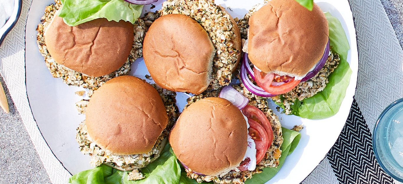 Grilled Chickpea and Pesto Burger with Garlic Aioli