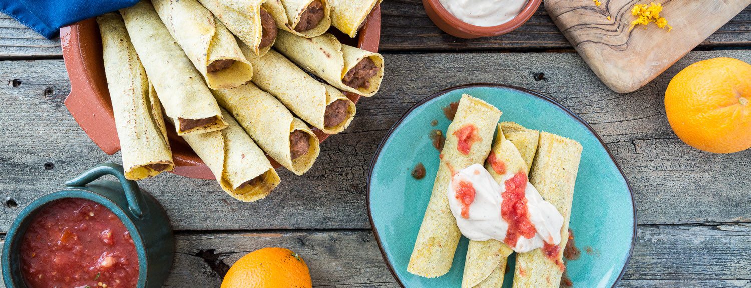 Orange Black Bean Taquitos