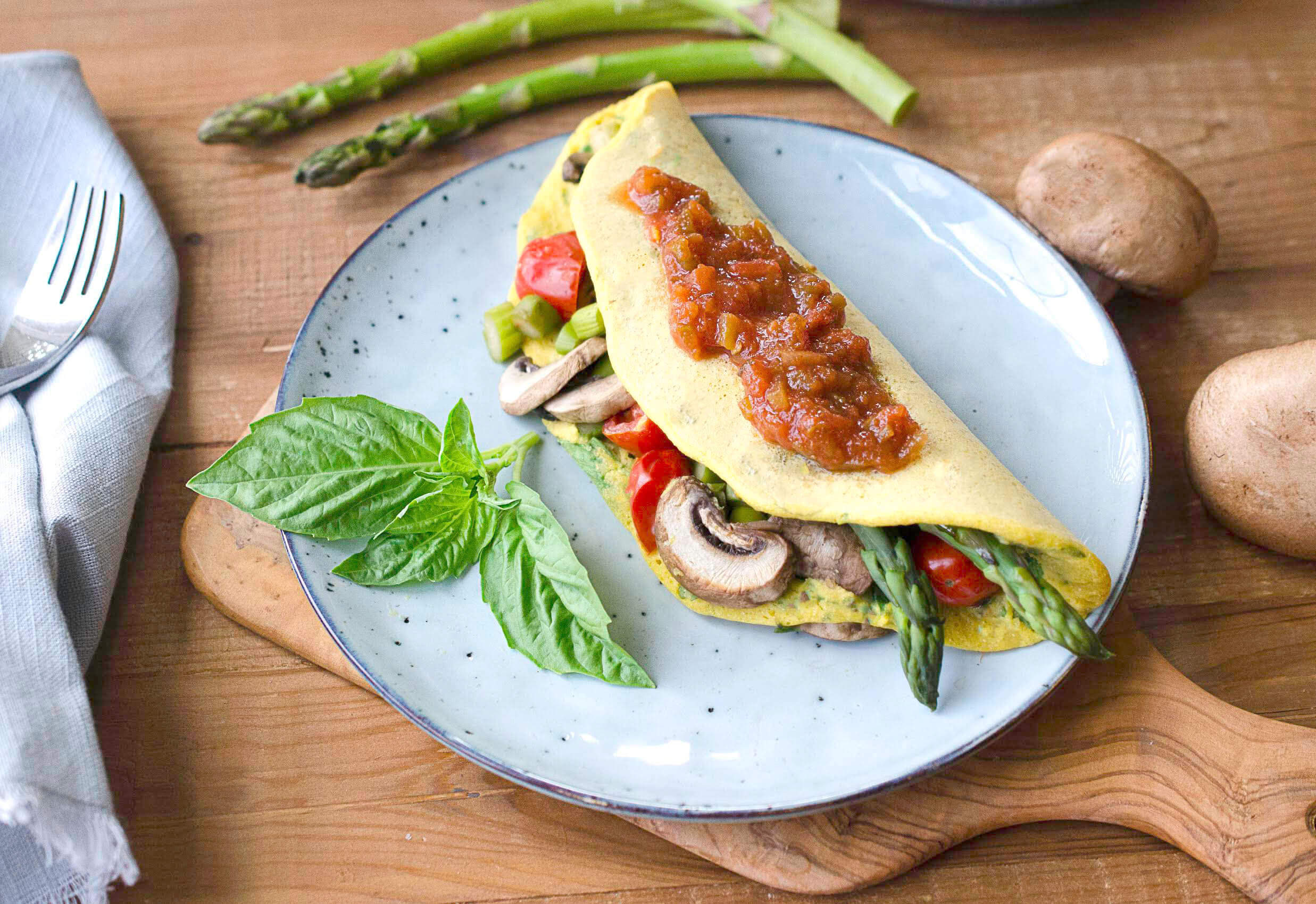 Leftover Veggie Chickpea Omelette