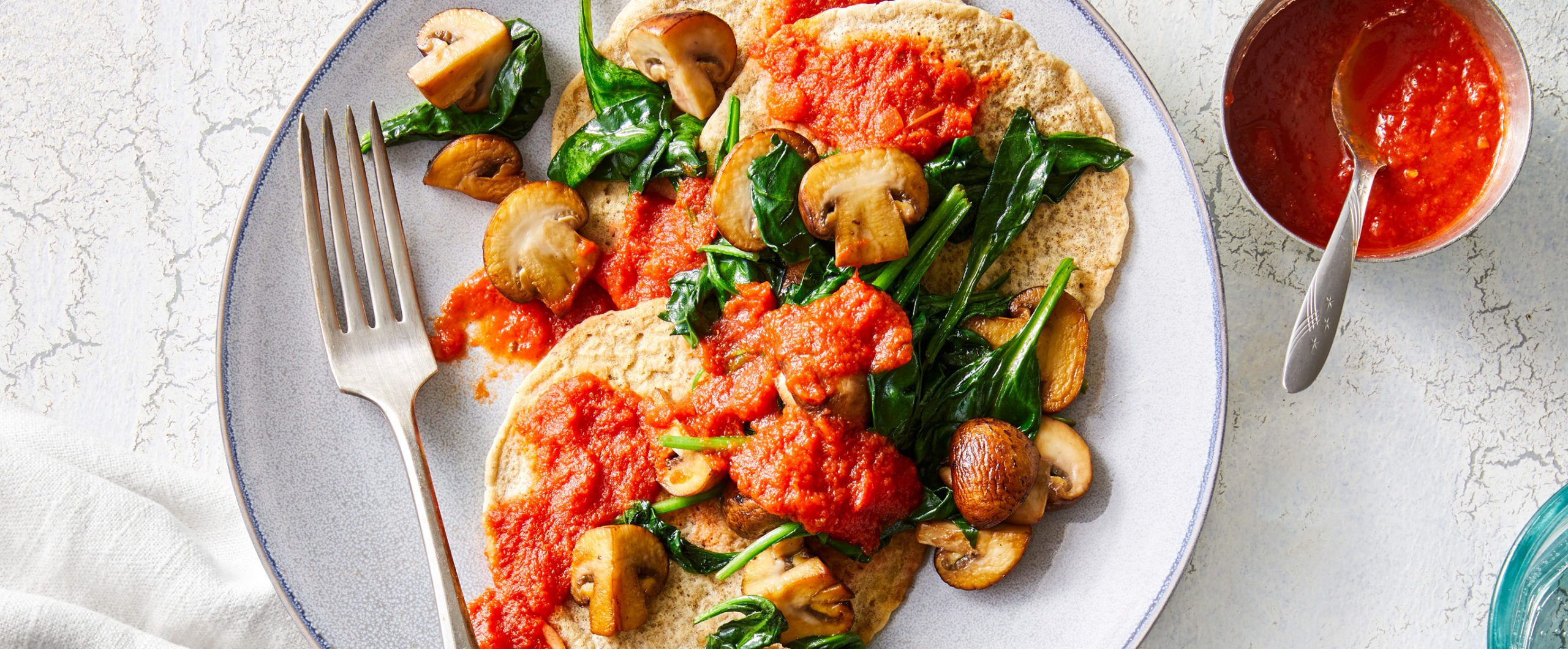 Savory Pancakes with Sautéed Mushrooms and Spinach